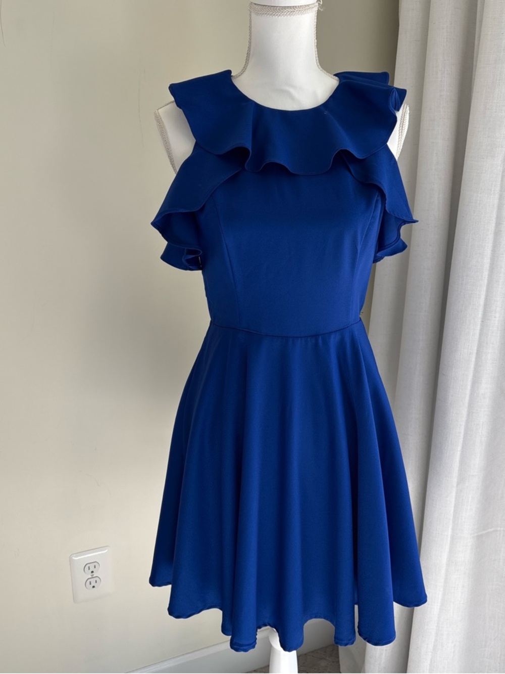 Altar'd State Royal Blue Ruffled Fit & Flare Mini Dress